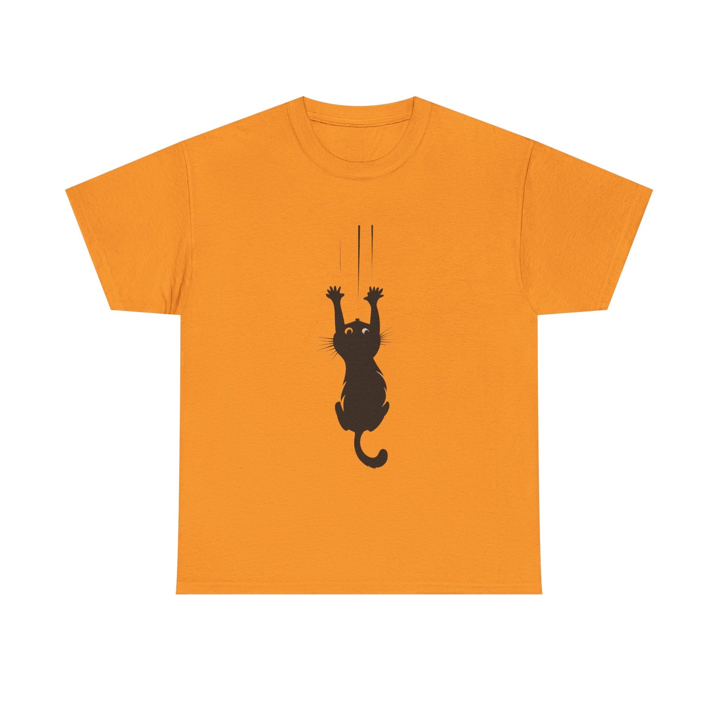 Playful Cat Claw Unisex Heavy Cotton Tee - Hanging Cat Panic - Tee Fusion Lab