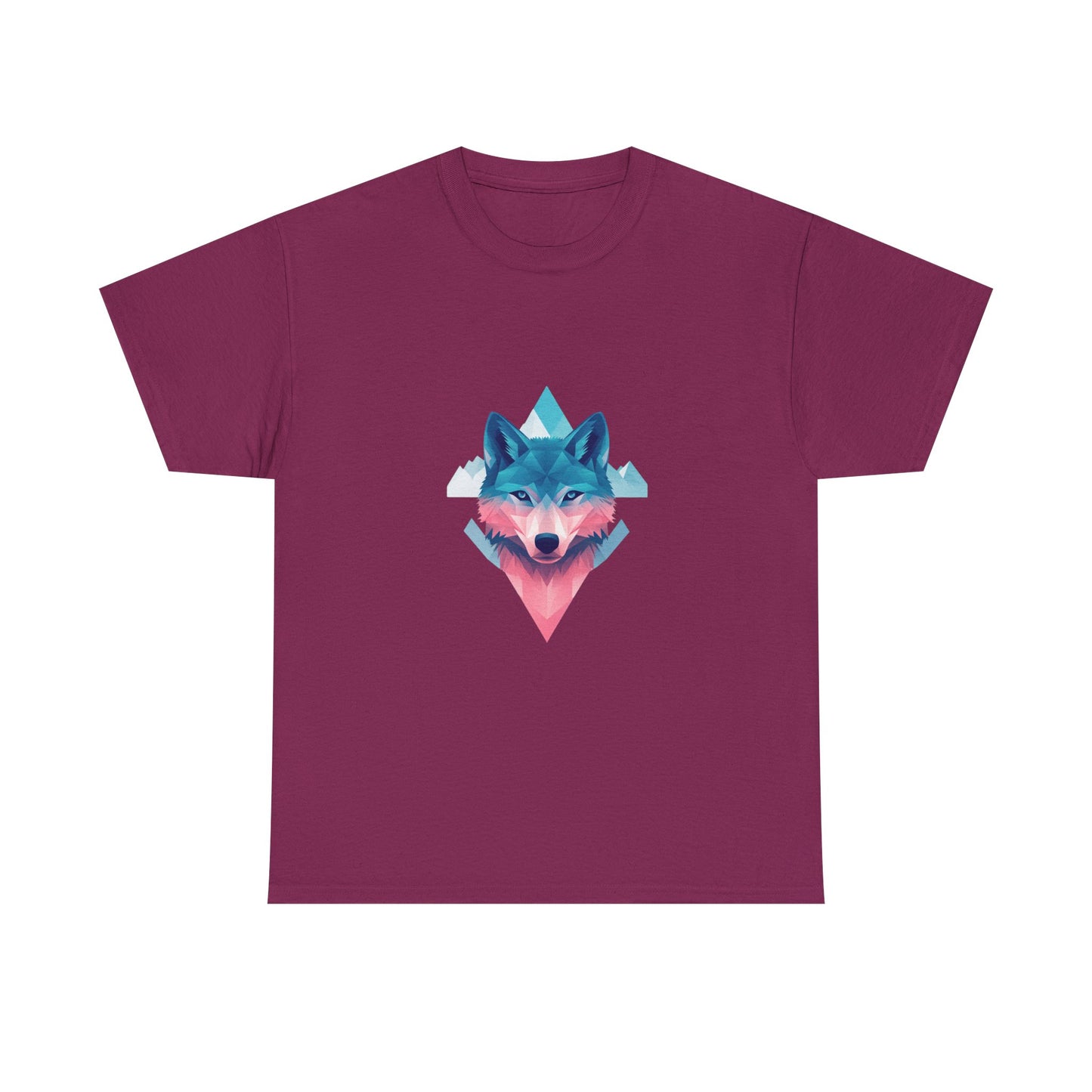 Geometric Wolf with Vibrant Colors Unisex Heavy Cotton Tee