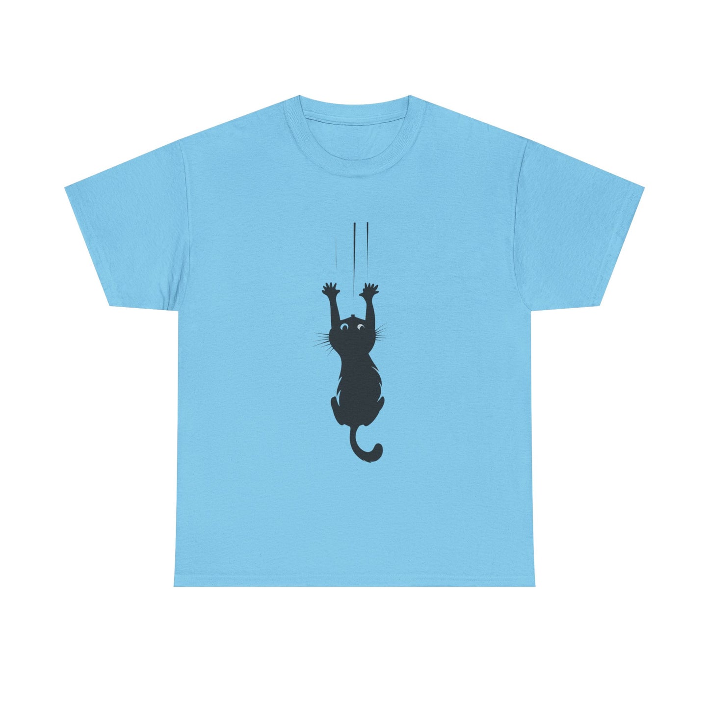 Playful Cat Claw Unisex Heavy Cotton Tee - Hanging Cat Panic - Tee Fusion Lab