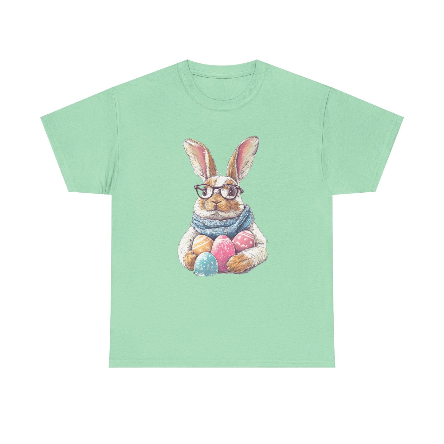 Easter Bunny Graphic Tee - Unisex Heavy Cotton Tee for Spring Celebrations - Bunny with Glasses