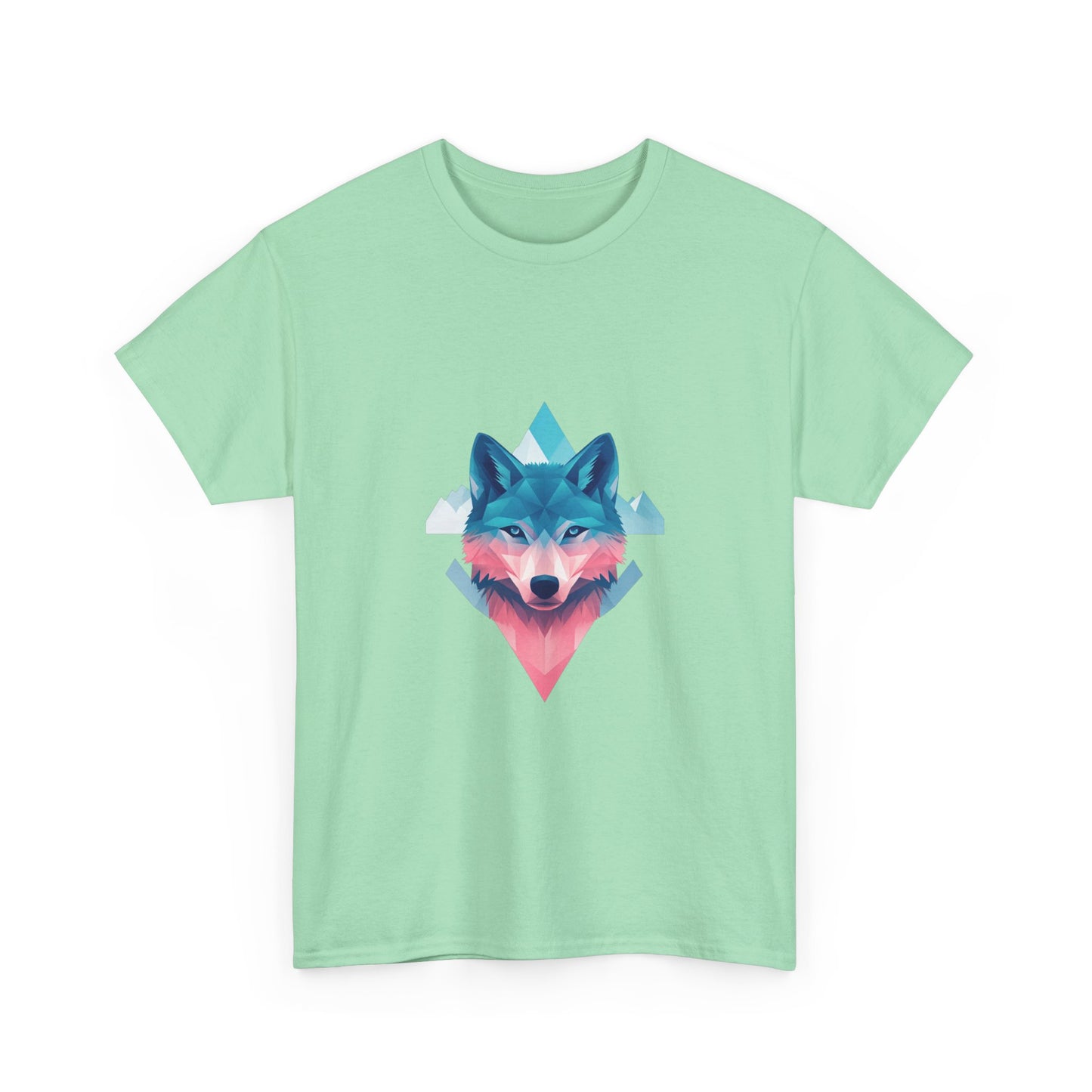 Geometric Wolf with Vibrant Colors Unisex Heavy Cotton Tee