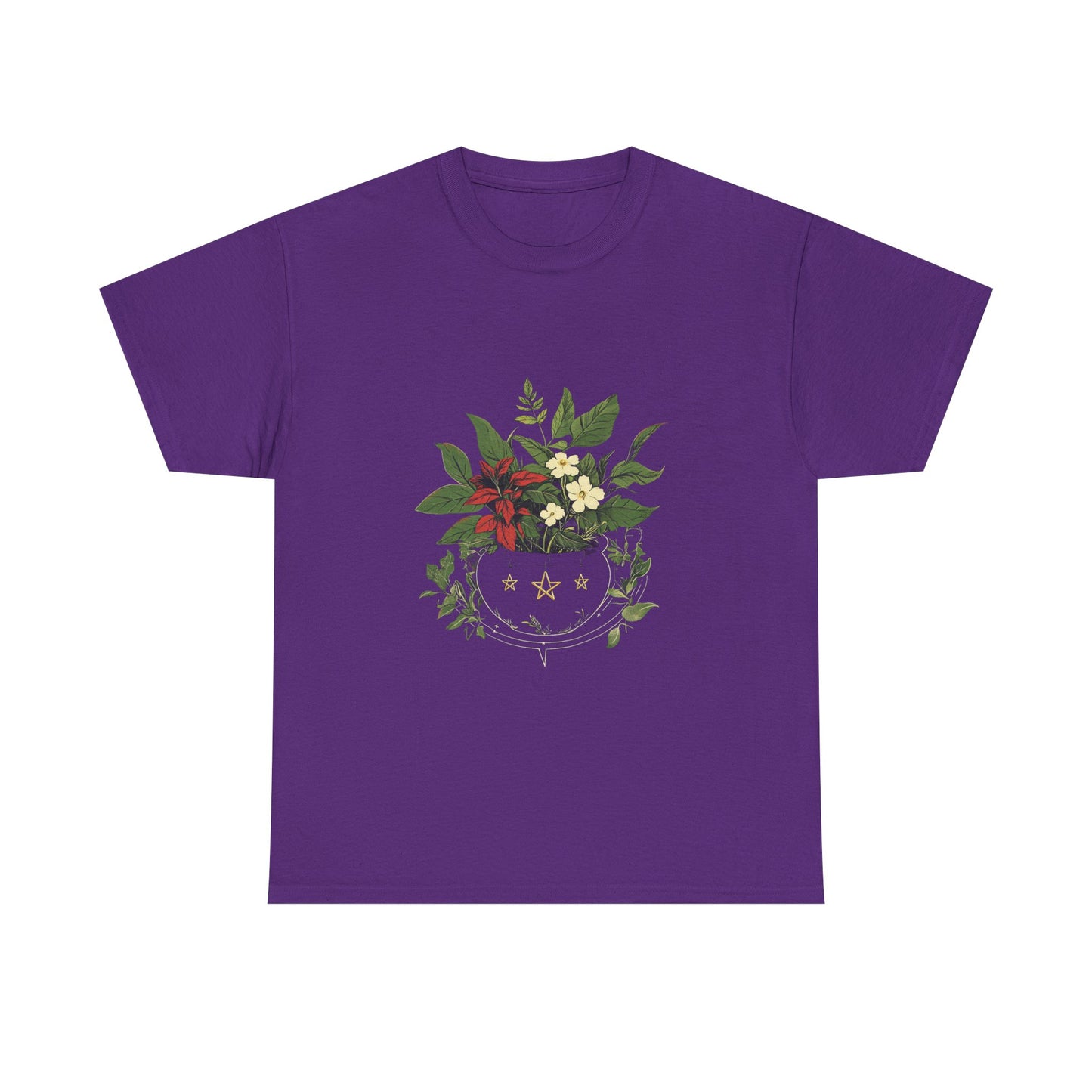 Midnight Herb Cauldron Tee | Eco-Friendly Floral Graphic Unisex Heavy Cotton Tee - Tee Fusion Lab