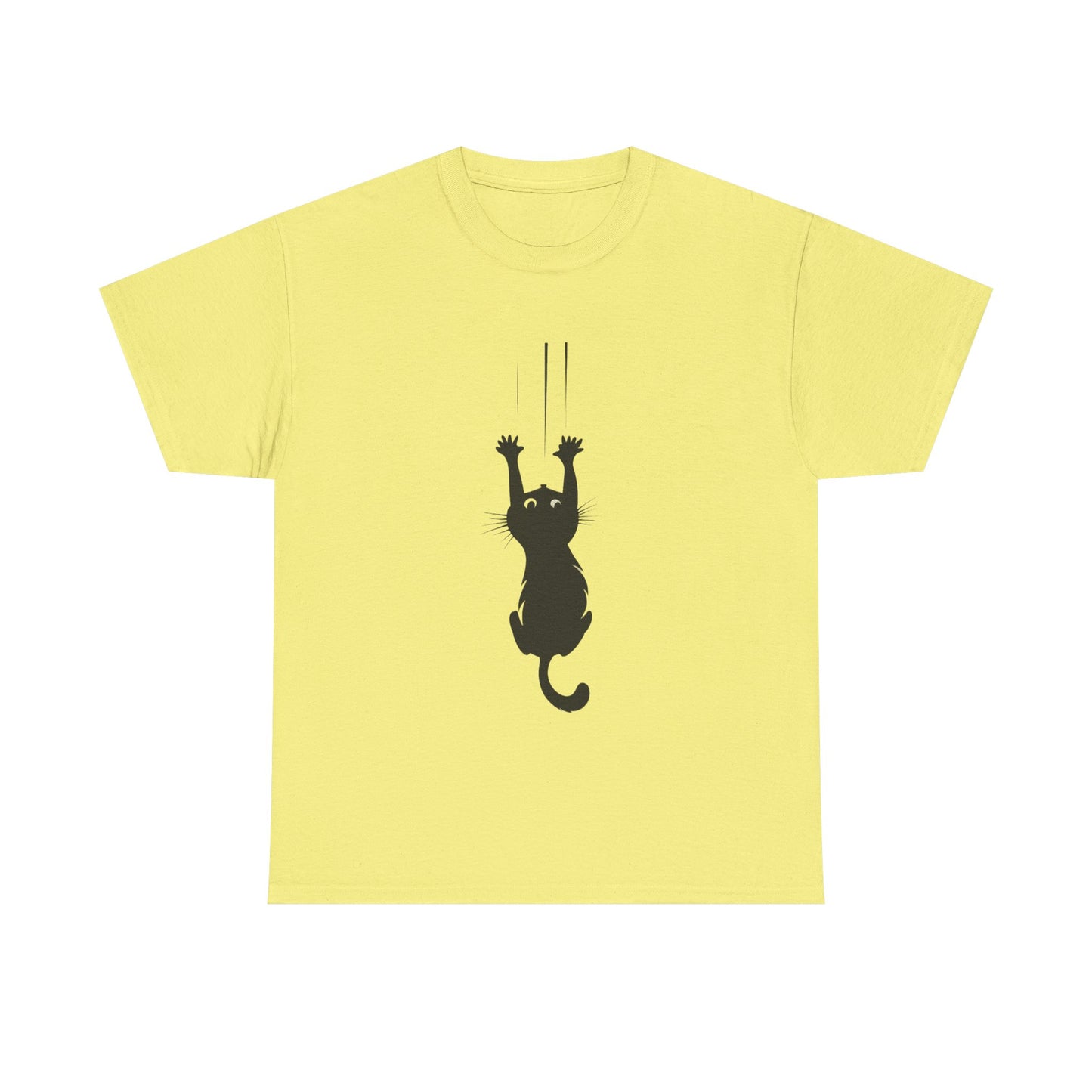 Playful Cat Claw Unisex Heavy Cotton Tee - Hanging Cat Panic - Tee Fusion Lab