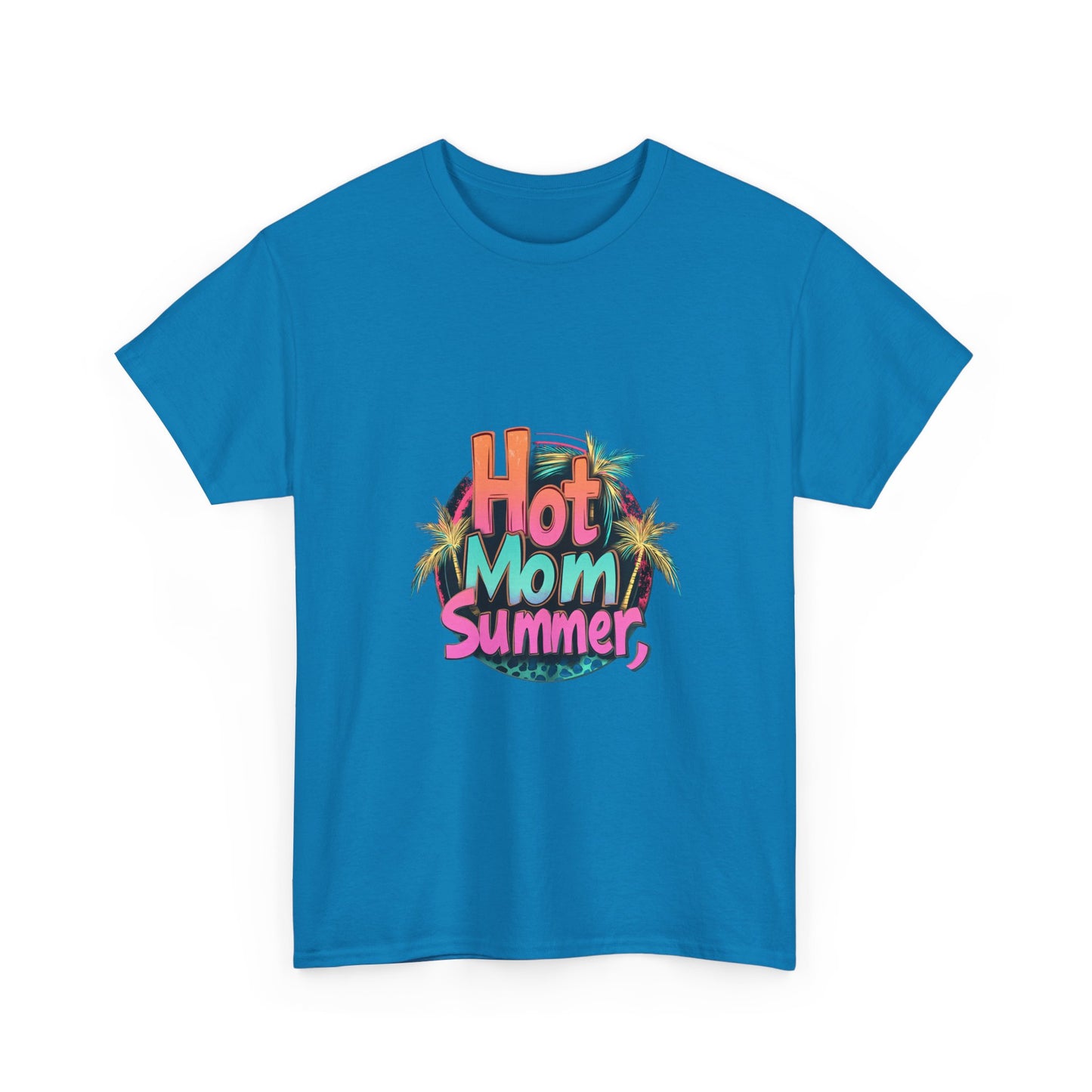 Hot Mom Summer Retro Tropical Unisex Heavy Cotton Tee - 'Hot Mom Summer' Graphic Tee