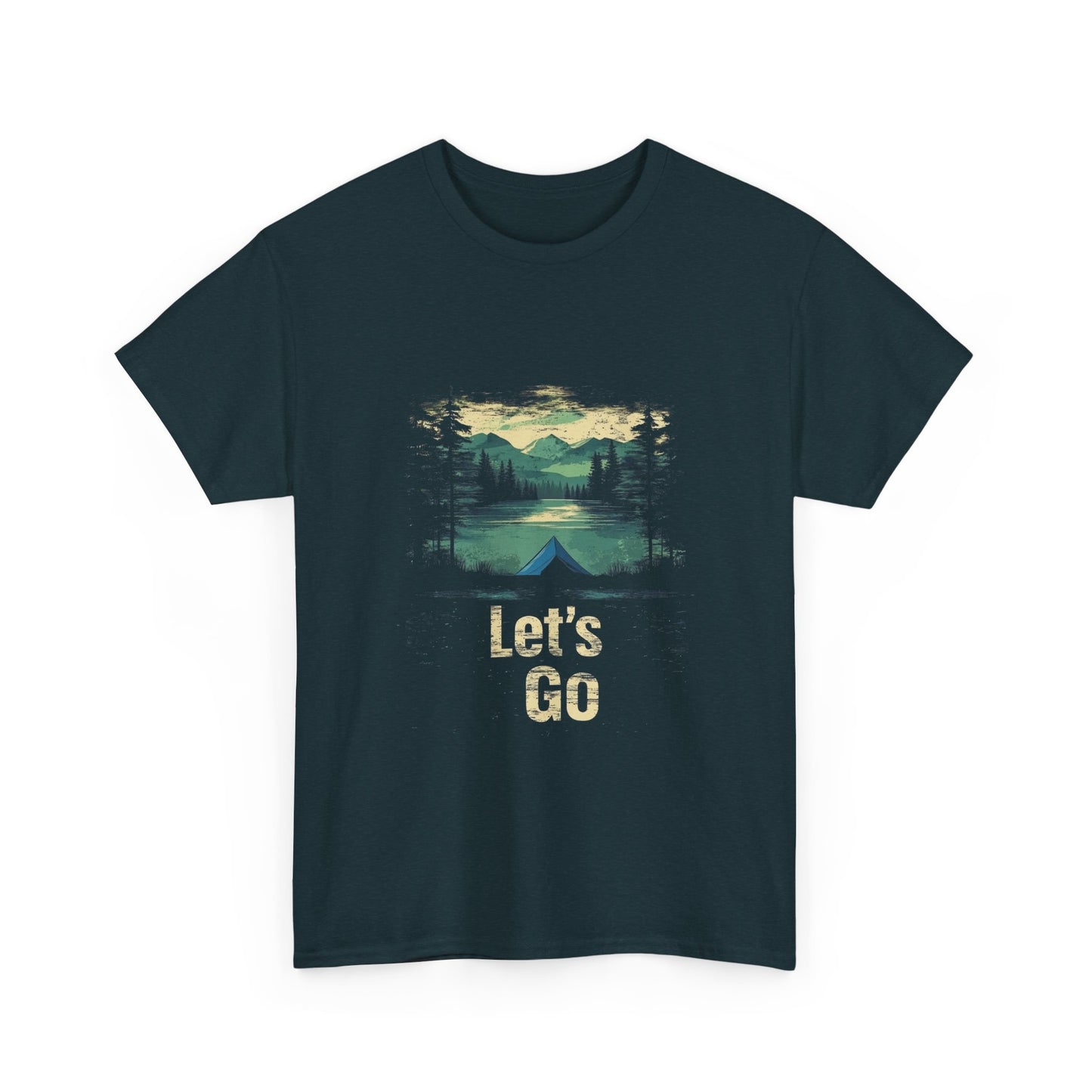 Adventure Awaits Unisex Heavy Cotton Tee - Let's Go Mountain Graphic Shirt