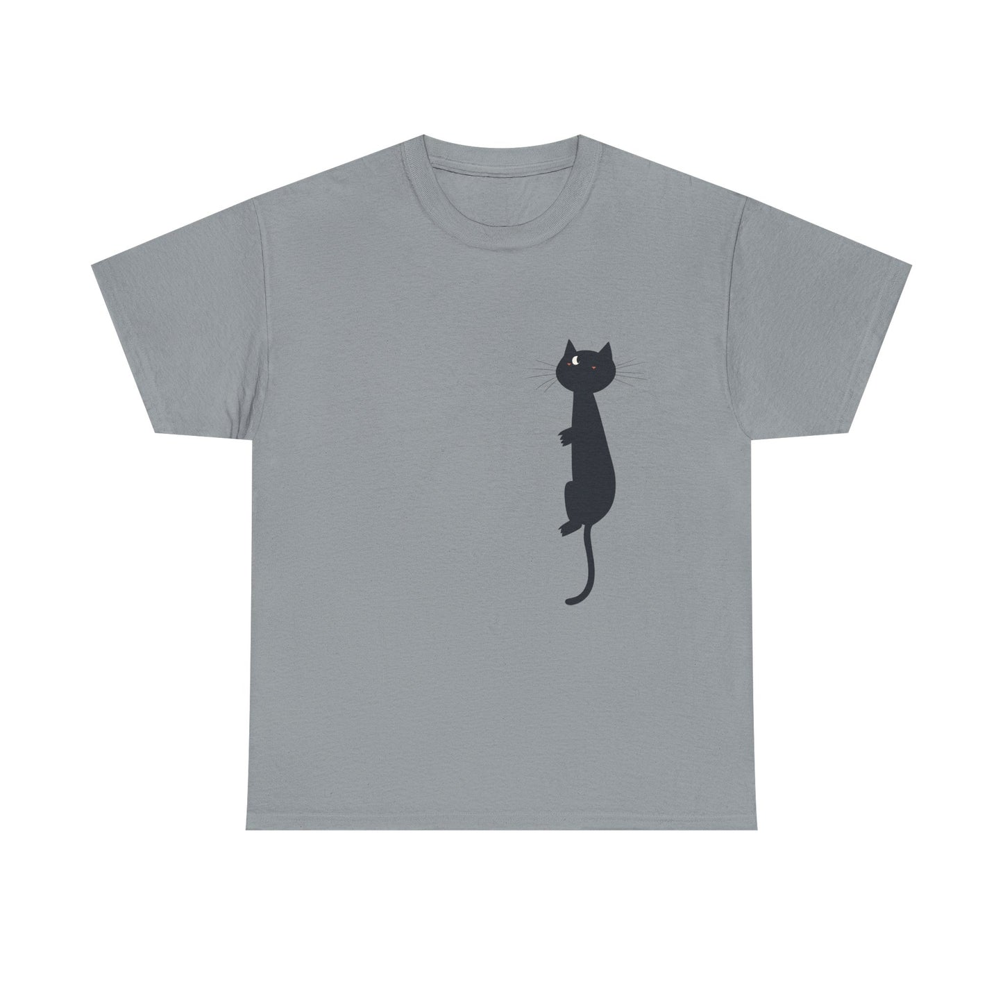 Playful Black Cat Unisex Heavy Cotton Tee - Perfect for Animal Lovers - Tee Fusion Lab