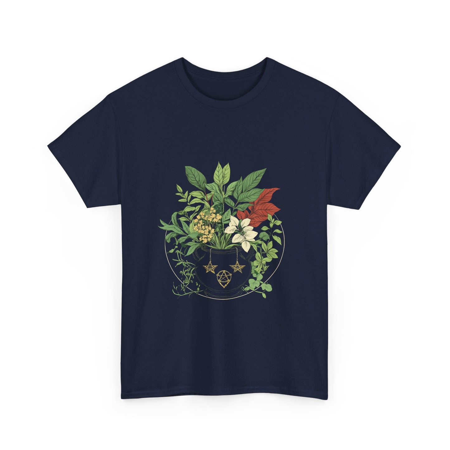 Witch's Garden Cauldron Tee - Botanical Vibes Unisex Heavy Cotton Tee - Nature Inspired Design - Tee Fusion Lab