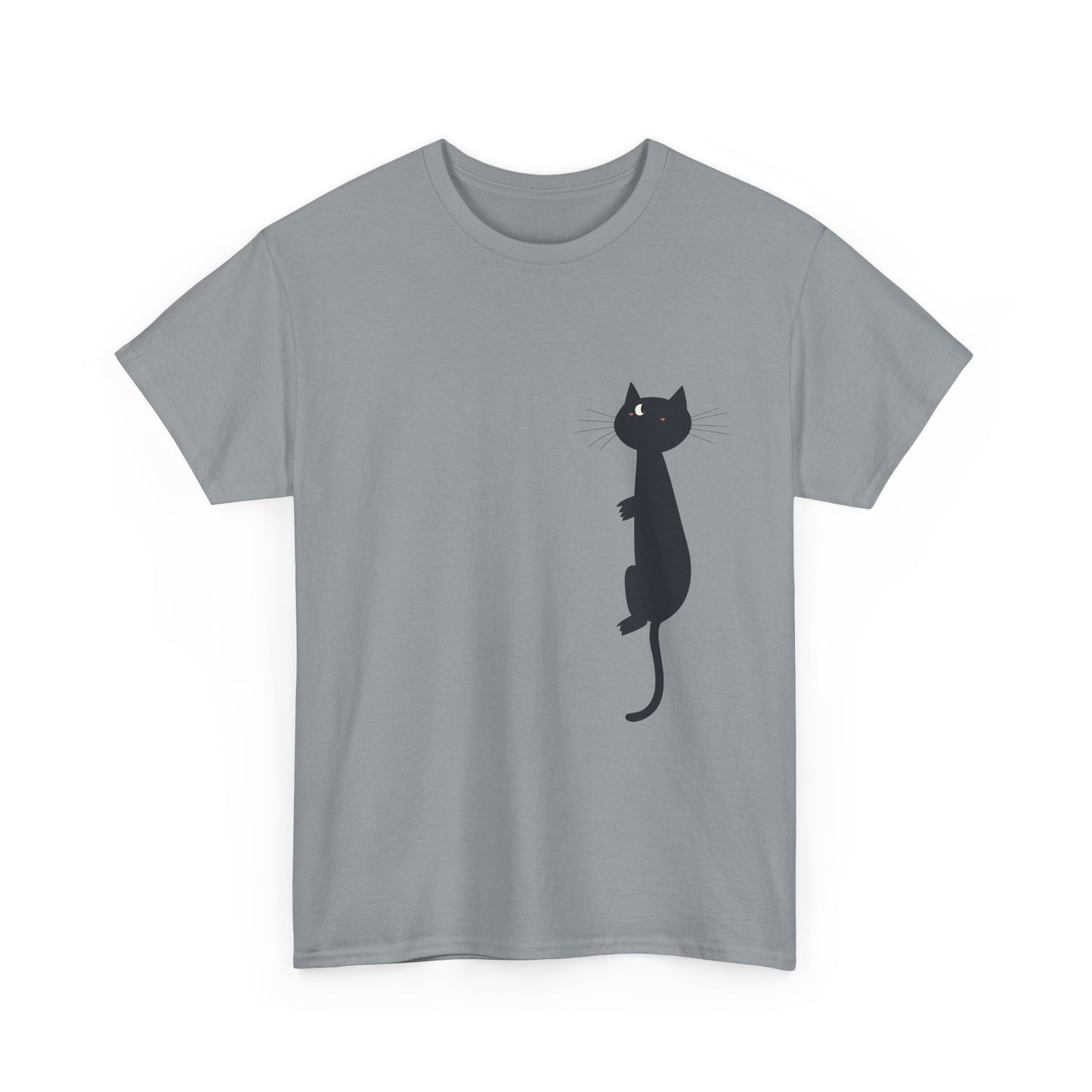Playful Black Cat Unisex Heavy Cotton Tee - Perfect for Animal Lovers - Tee Fusion Lab