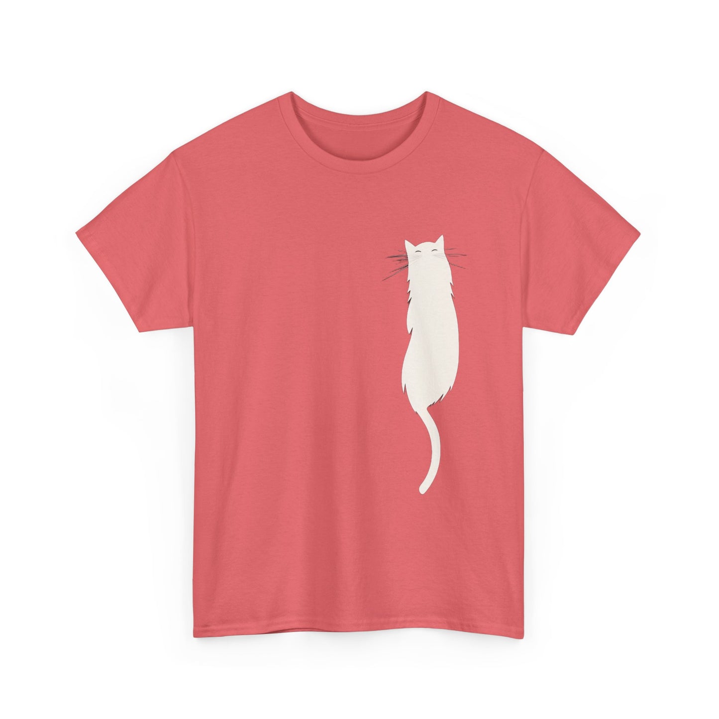 Cat Silhouette Unisex Heavy Cotton Tee – Floating White Cat