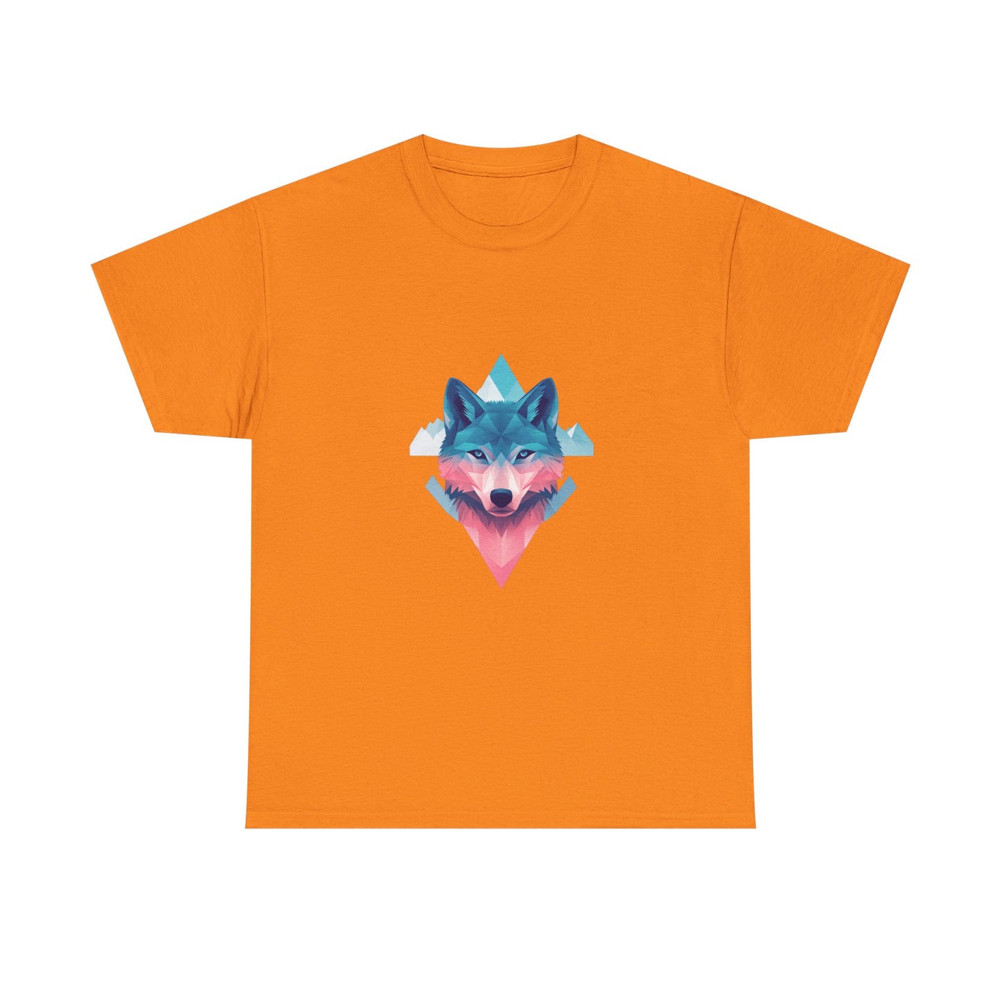 Geometric Wolf with Vibrant Colors Unisex Heavy Cotton Tee