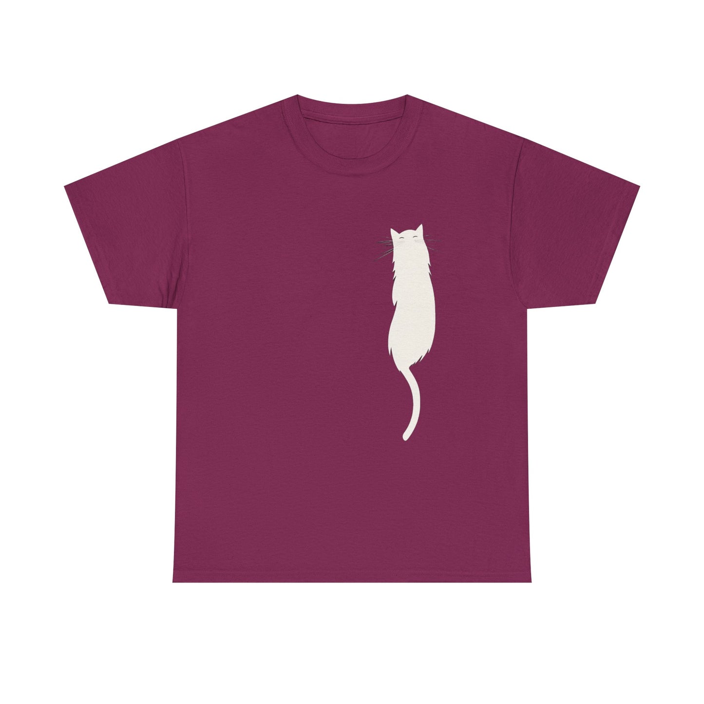 Cat Silhouette Unisex Heavy Cotton Tee – Floating White Cat