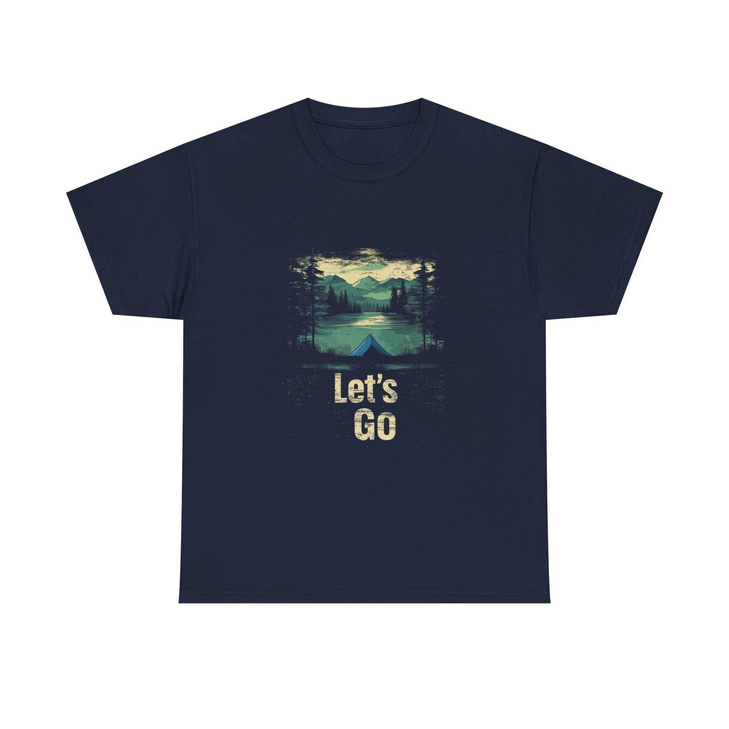 Adventure Awaits Unisex Heavy Cotton Tee - Let's Go Mountain Graphic Shirt