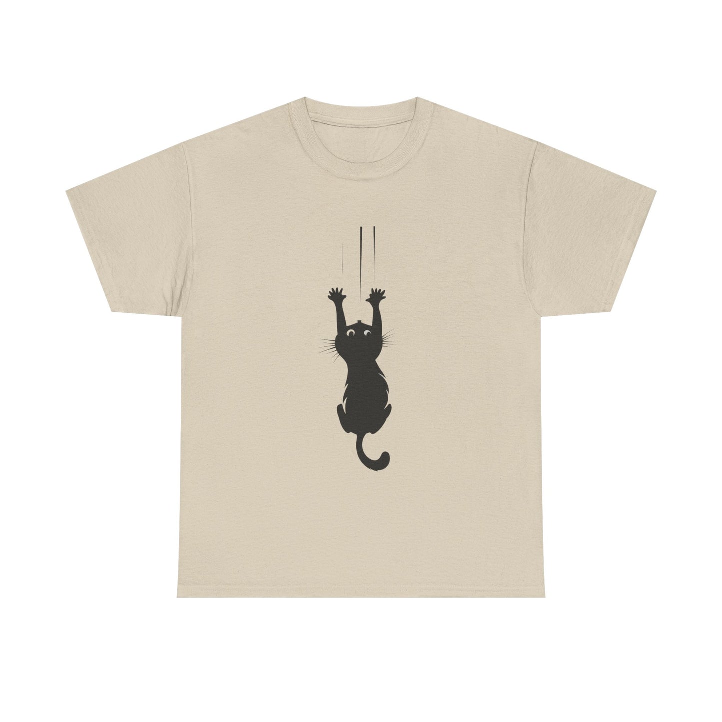 Playful Cat Claw Unisex Heavy Cotton Tee - Hanging Cat Panic - Tee Fusion Lab