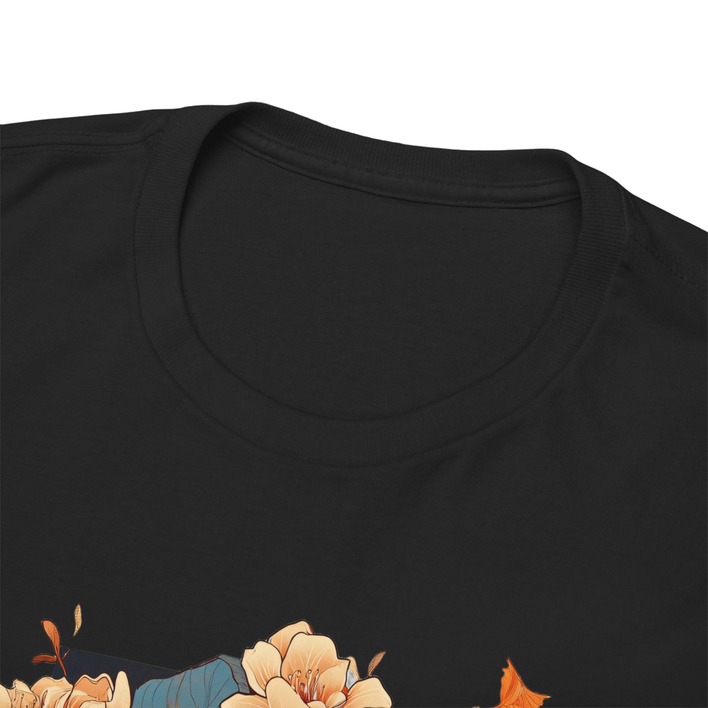 Floral Koi Unisex Heavy Cotton Tee - Vibrant Nature-Inspired Shirt for Casual Wear - Tee Fusion Lab
