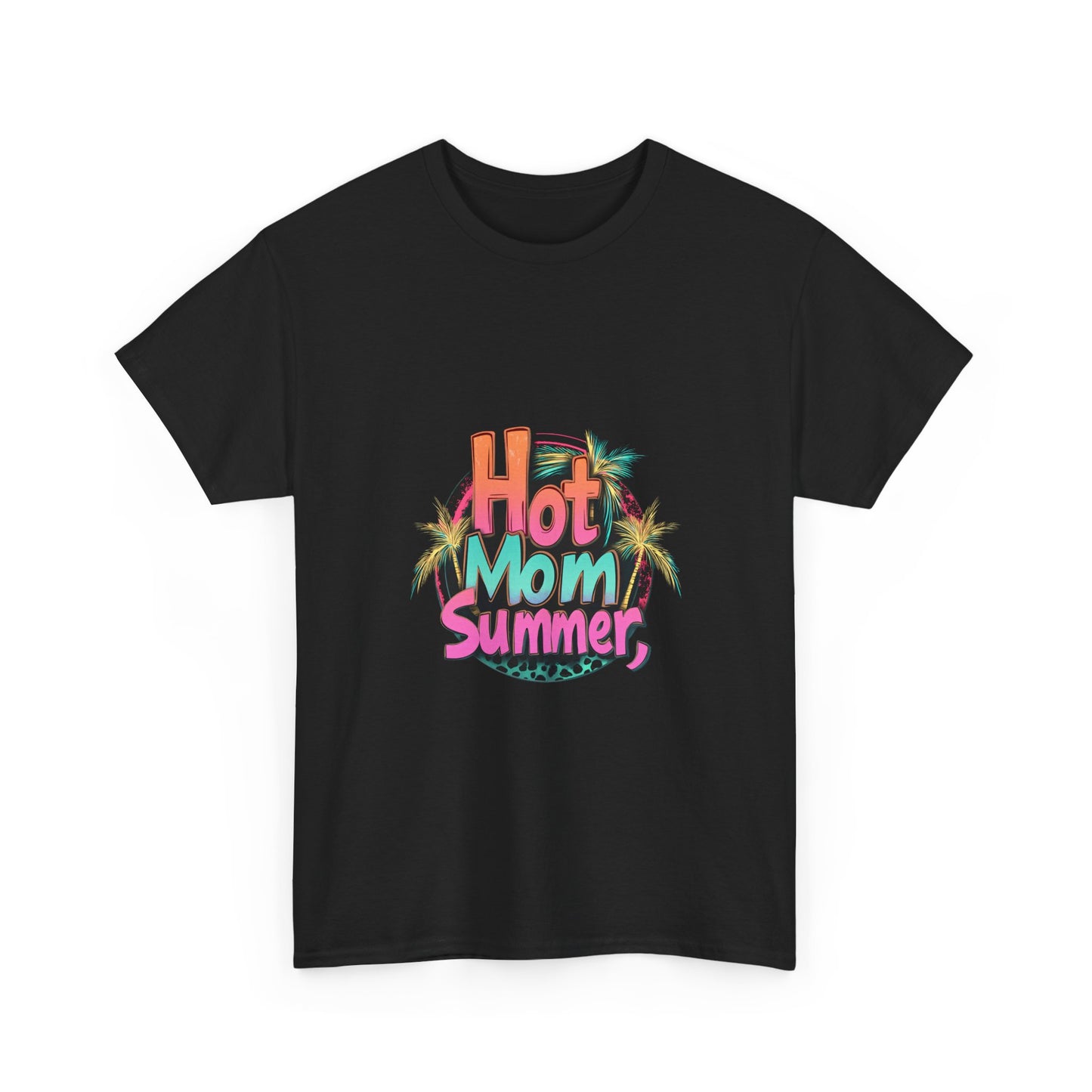 Hot Mom Summer Retro Tropical Unisex Heavy Cotton Tee - 'Hot Mom Summer' Graphic Tee