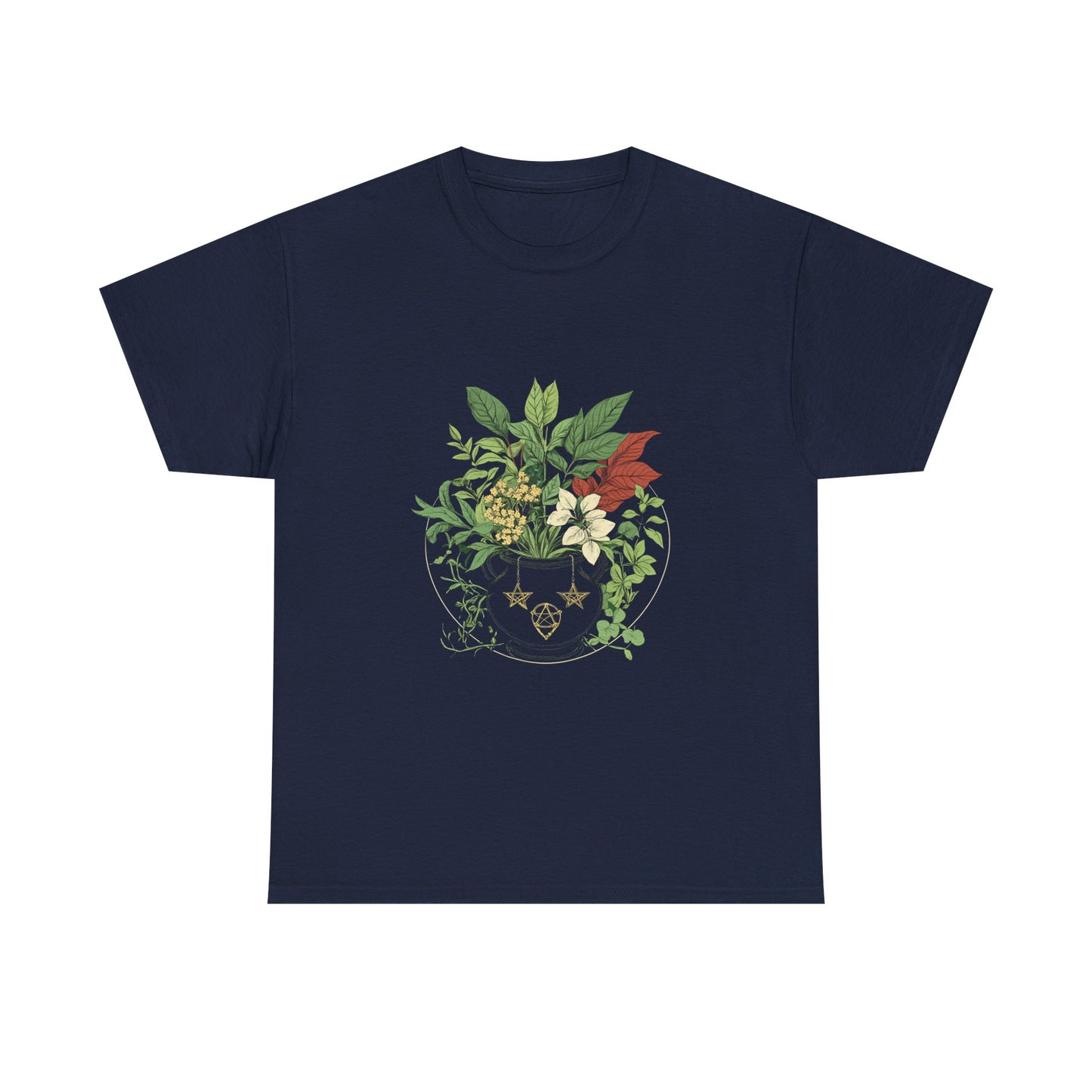 Witch's Garden Cauldron Tee - Botanical Vibes Unisex Heavy Cotton Tee - Nature Inspired Design - Tee Fusion Lab