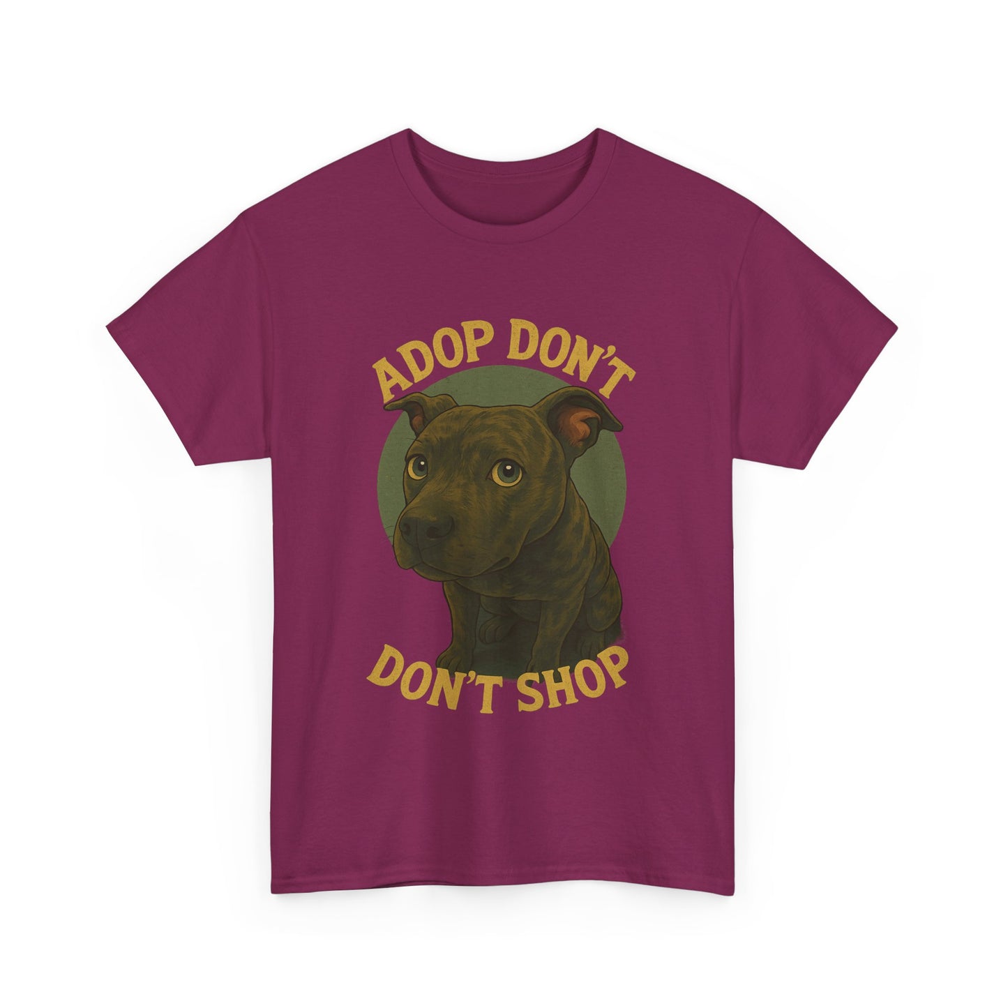 Unisex Heavy Cotton Tee - "Adopt Don't Shop" Dog Design - Tee Fusion Lab