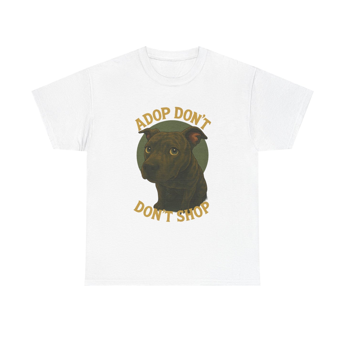 Unisex Heavy Cotton Tee - "Adopt Don't Shop" Dog Design - Tee Fusion Lab