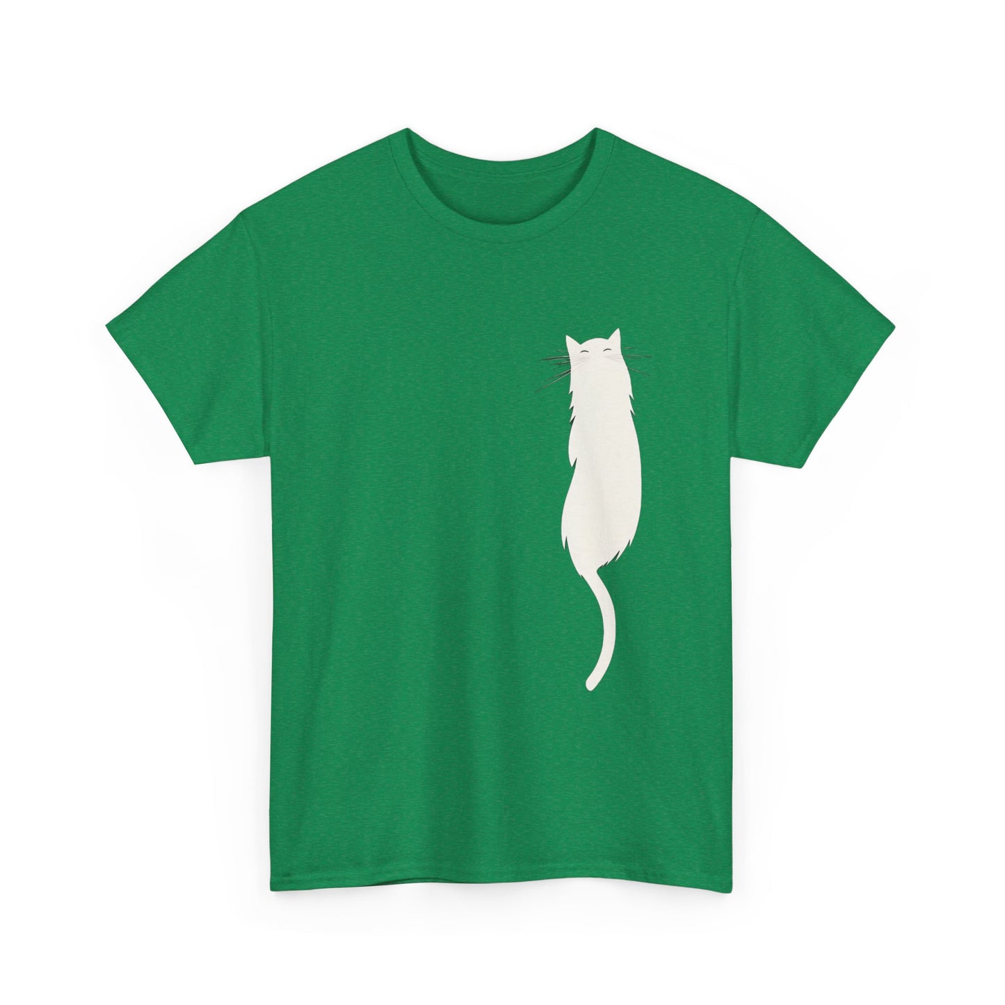 Cat Silhouette Unisex Heavy Cotton Tee – Floating White Cat