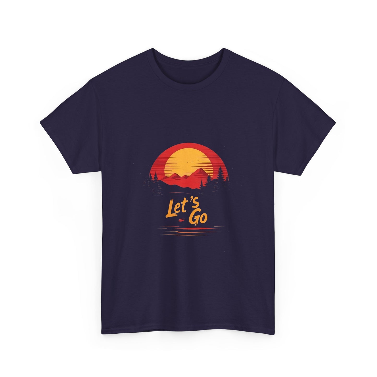 Sunset Adventure Unisex Heavy Cotton Tee - "Let's Go" Inspiring Graphic Shirt - Tee Fusion Lab