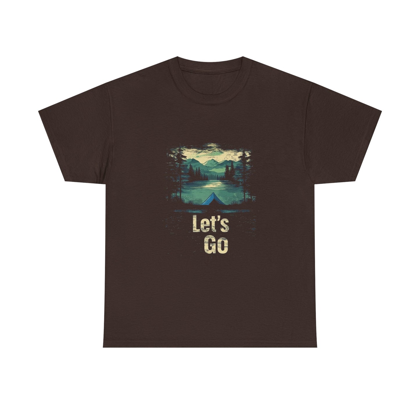 Adventure Awaits Unisex Heavy Cotton Tee - Let's Go Mountain Graphic Shirt
