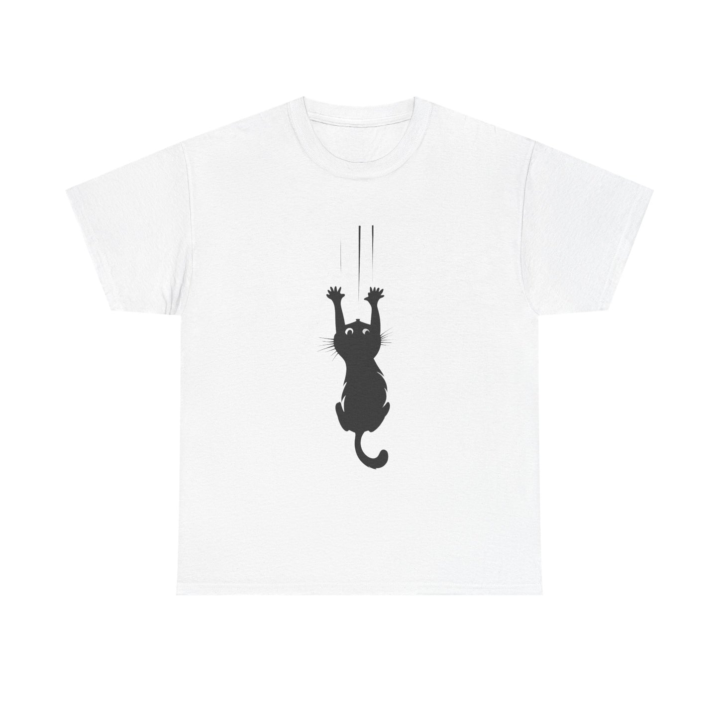 Playful Cat Claw Unisex Heavy Cotton Tee - Hanging Cat Panic - Tee Fusion Lab