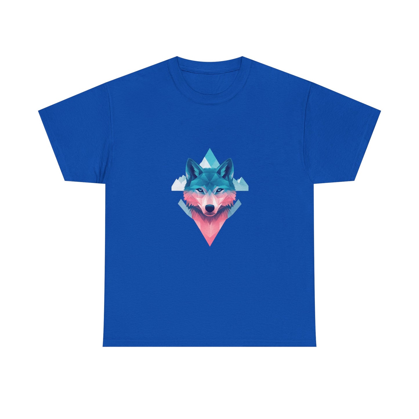 Geometric Wolf with Vibrant Colors Unisex Heavy Cotton Tee