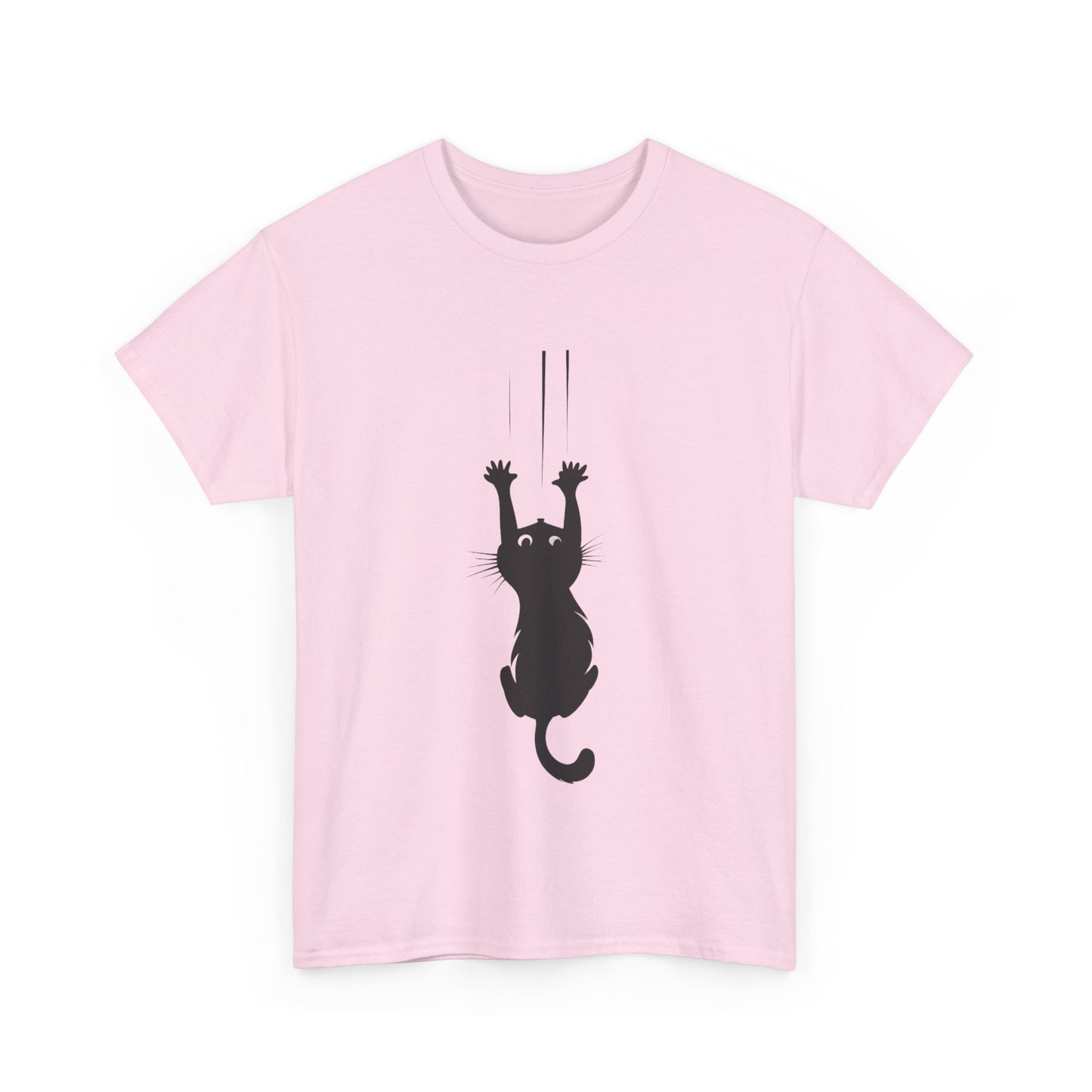 Playful Cat Claw Unisex Heavy Cotton Tee - Hanging Cat Panic - Tee Fusion Lab