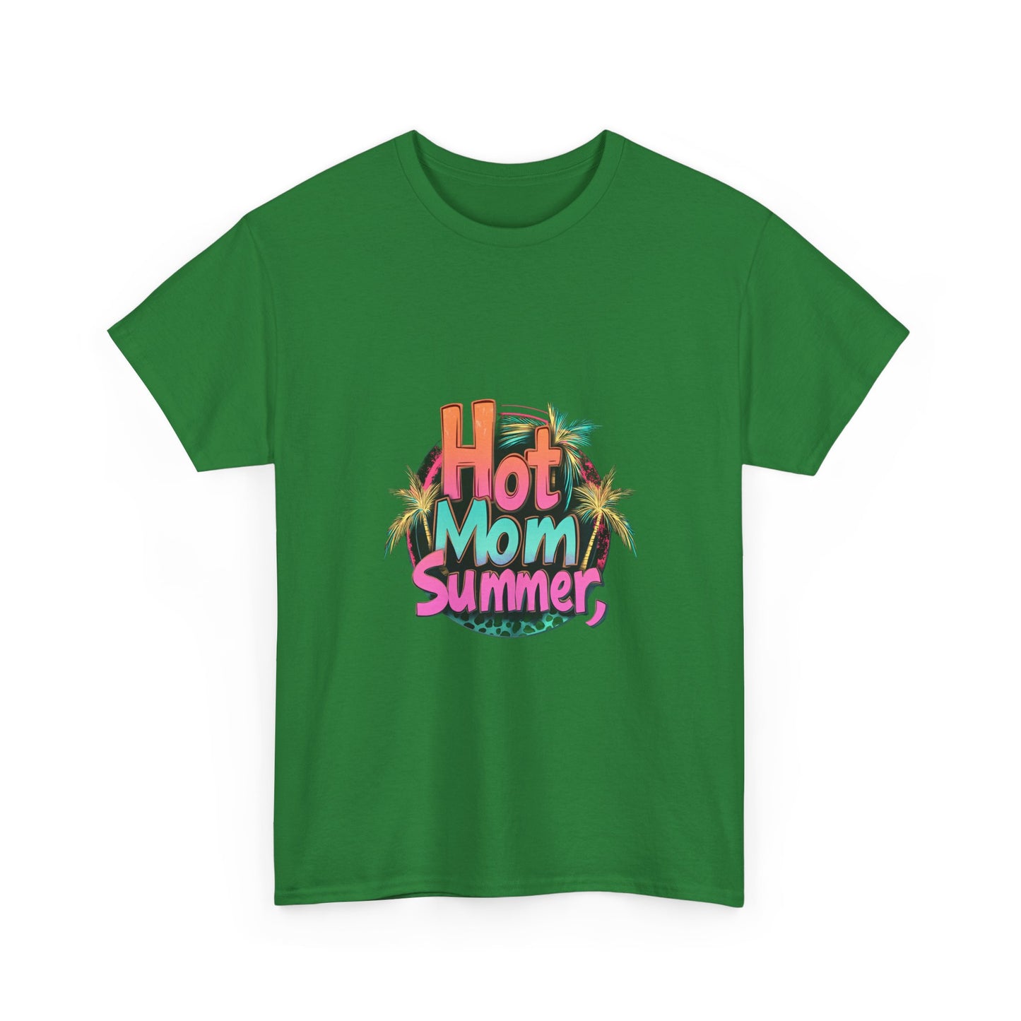 Hot Mom Summer Retro Tropical Unisex Heavy Cotton Tee - 'Hot Mom Summer' Graphic Tee