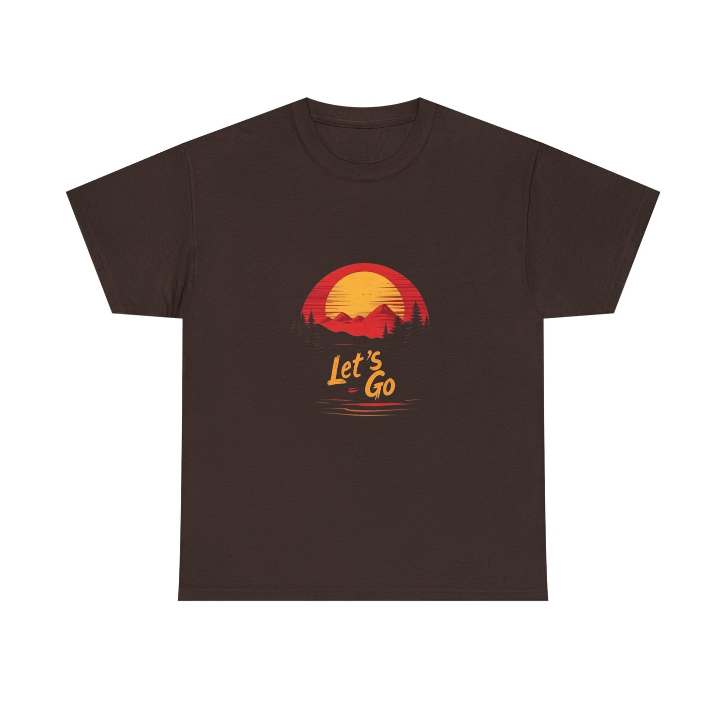 Sunset Adventure Unisex Heavy Cotton Tee - "Let's Go" Inspiring Graphic Shirt - Tee Fusion Lab