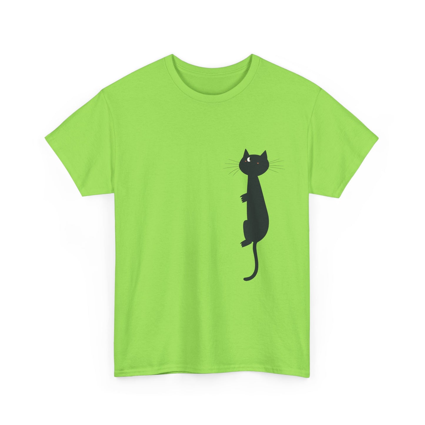 Playful Black Cat Unisex Heavy Cotton Tee - Perfect for Animal Lovers - Tee Fusion Lab