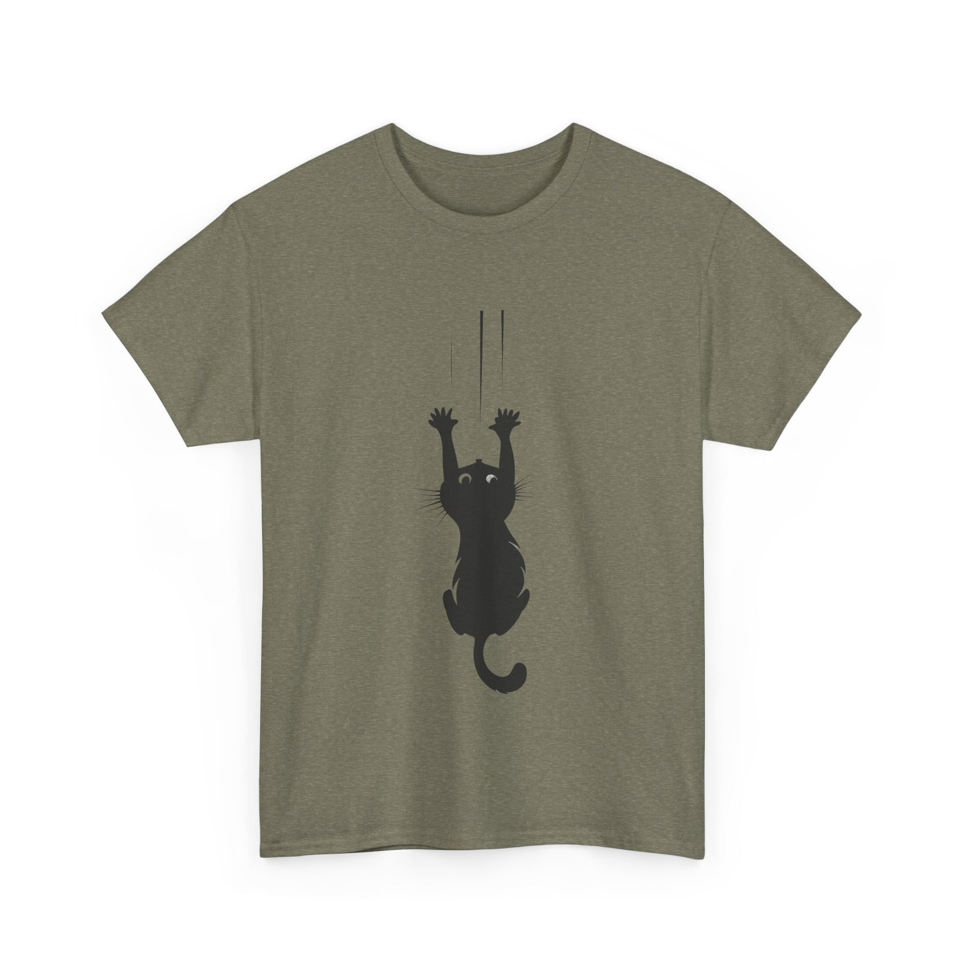 Playful Cat Claw Unisex Heavy Cotton Tee - Hanging Cat Panic - Tee Fusion Lab