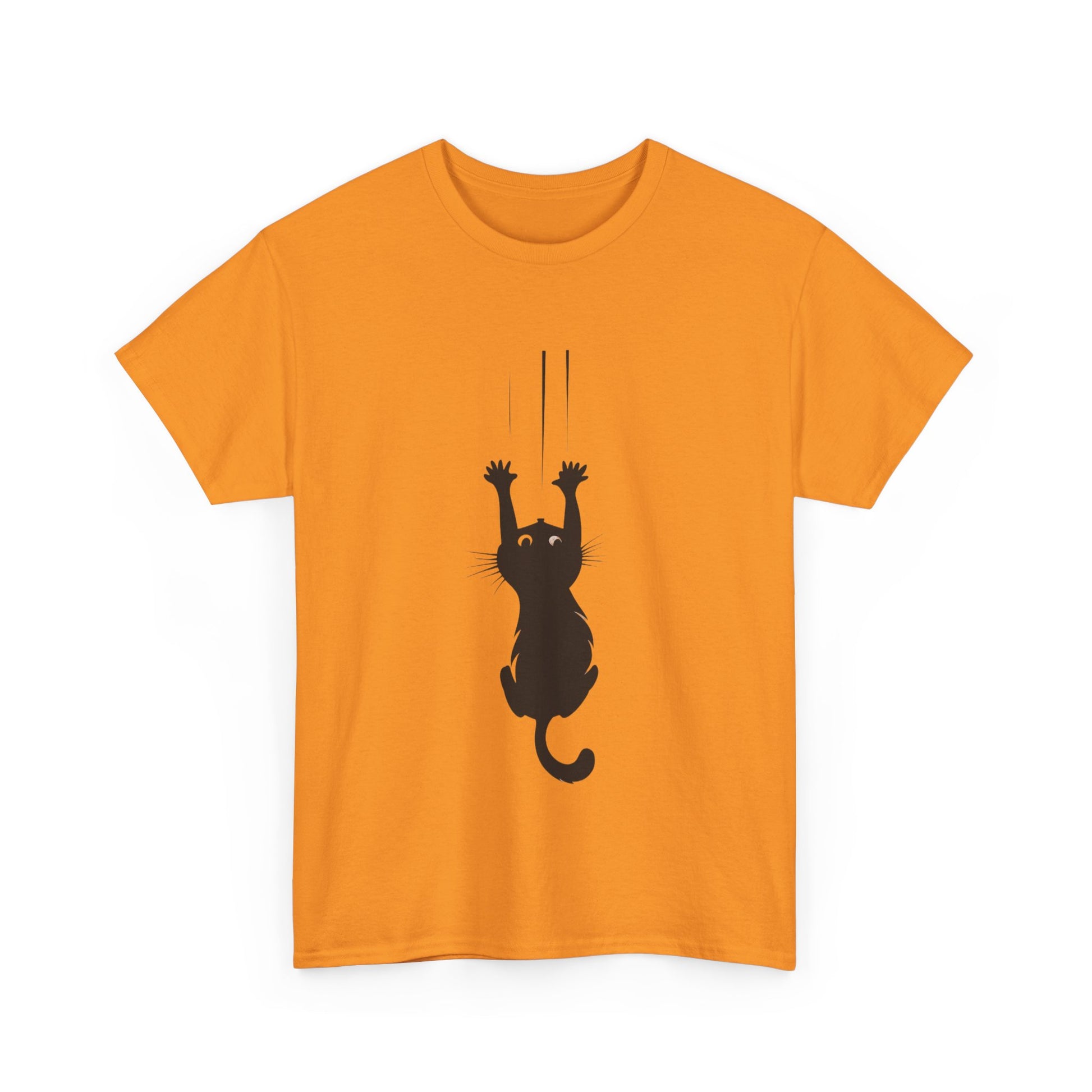 Playful Cat Claw Unisex Heavy Cotton Tee - Hanging Cat Panic - Tee Fusion Lab