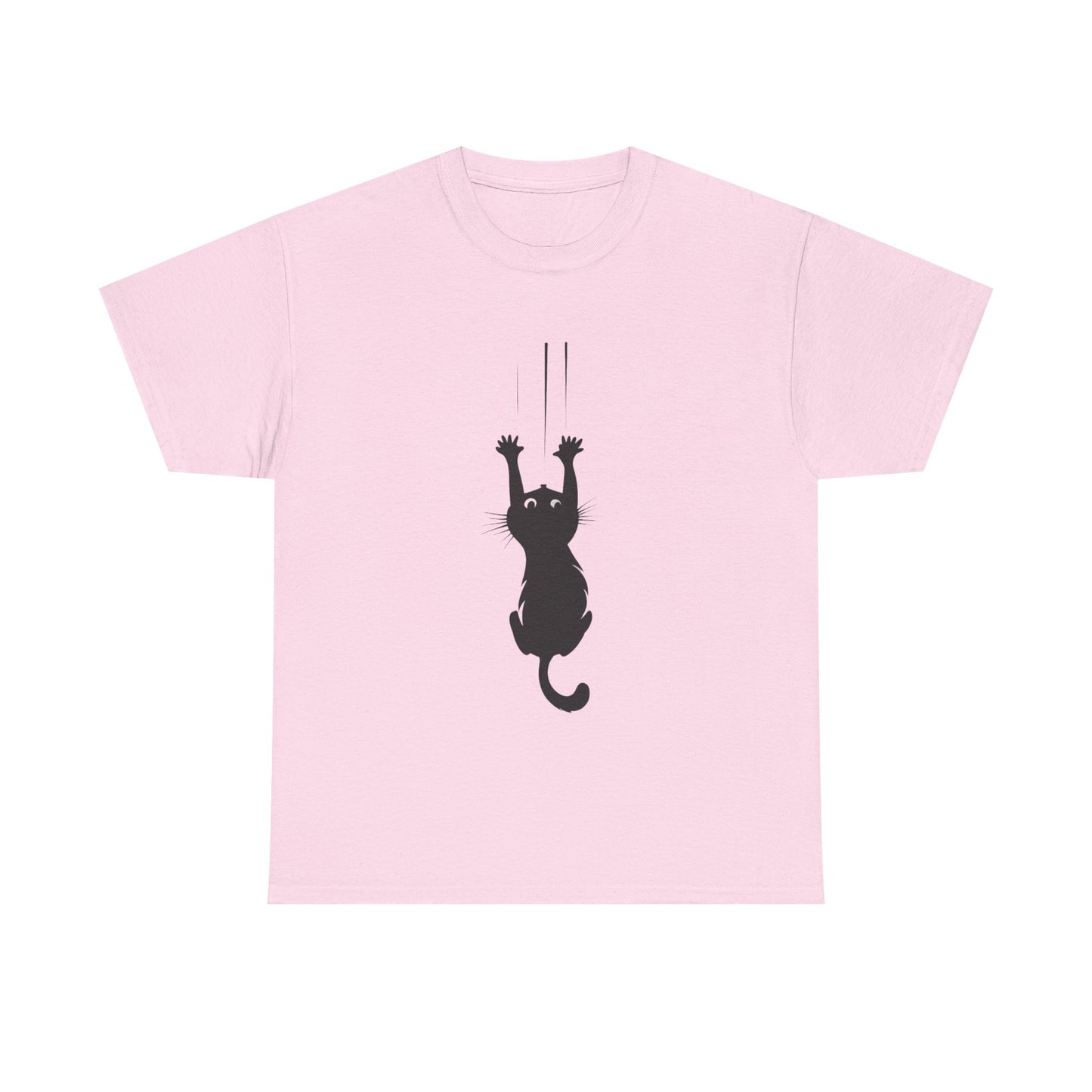 Playful Cat Claw Unisex Heavy Cotton Tee - Hanging Cat Panic - Tee Fusion Lab