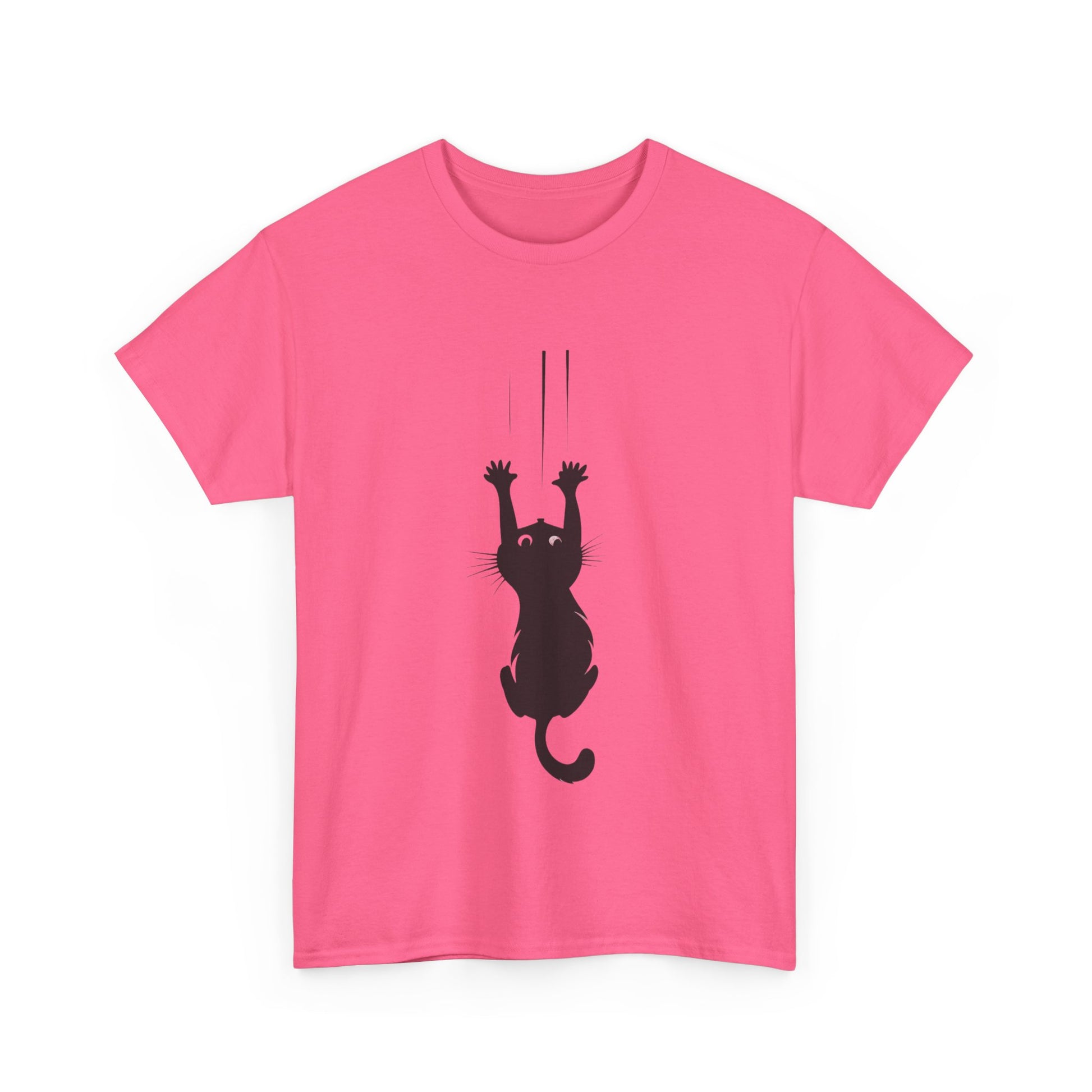 Playful Cat Claw Unisex Heavy Cotton Tee - Hanging Cat Panic - Tee Fusion Lab