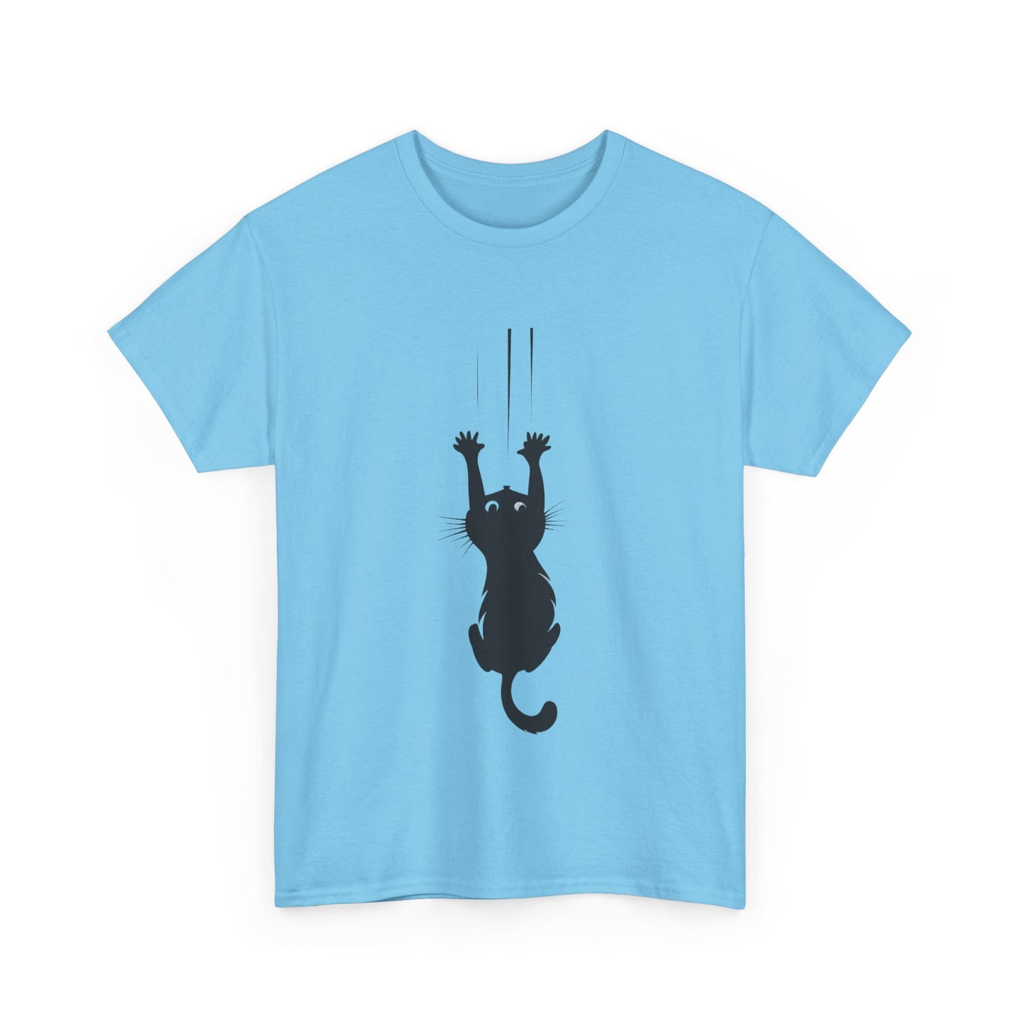 Playful Cat Claw Unisex Heavy Cotton Tee - Hanging Cat Panic - Tee Fusion Lab