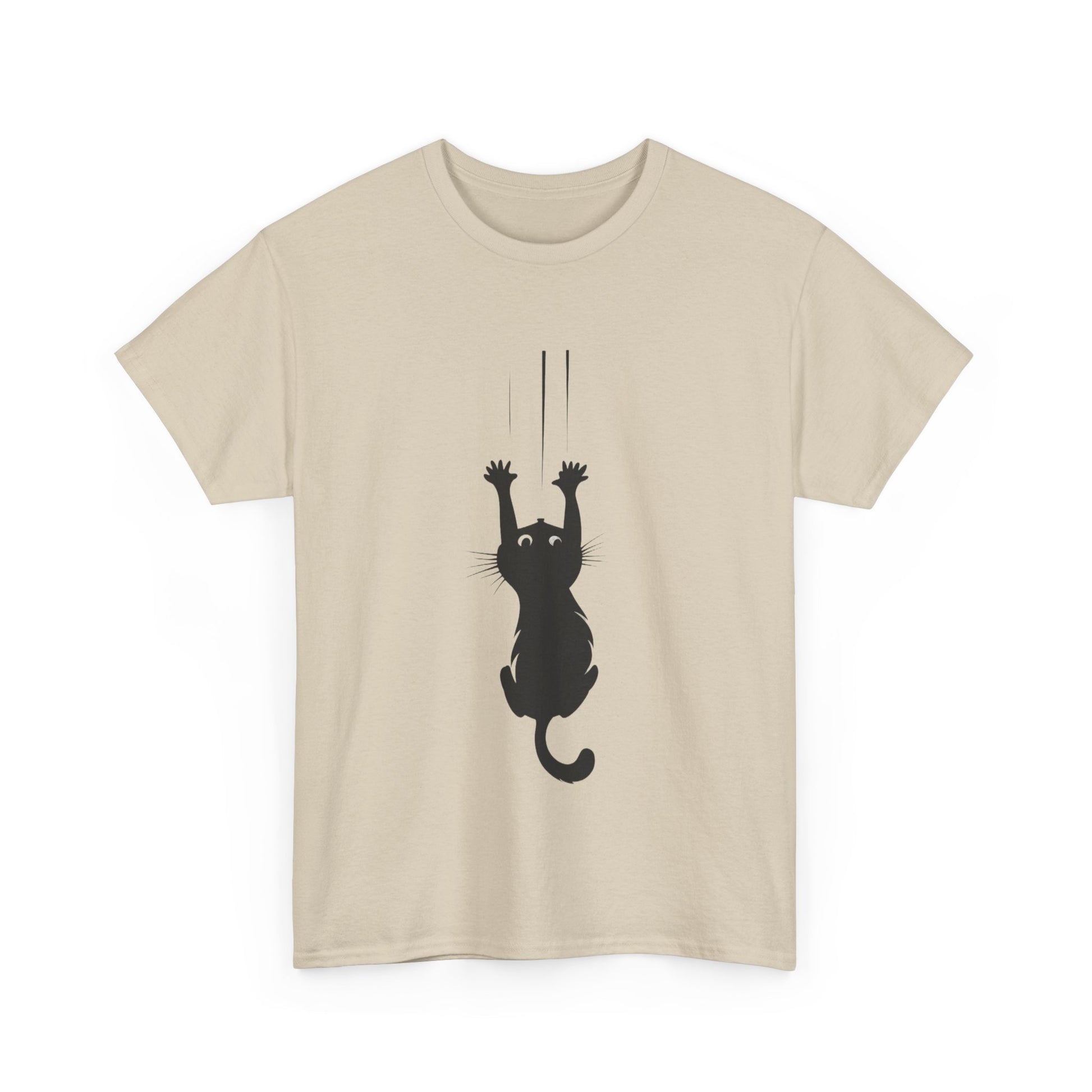 Playful Cat Claw Unisex Heavy Cotton Tee - Hanging Cat Panic - Tee Fusion Lab