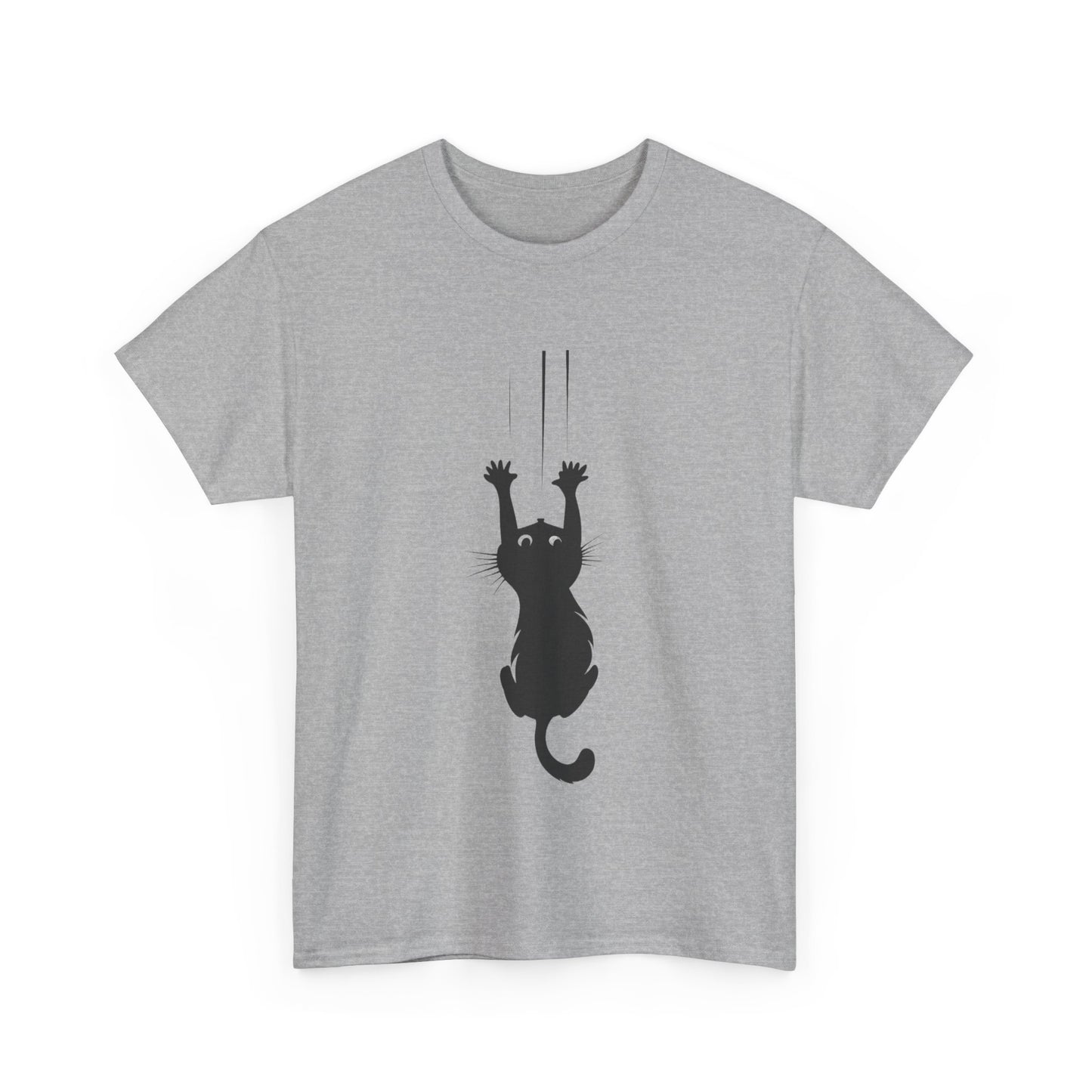 Playful Cat Claw Unisex Heavy Cotton Tee - Hanging Cat Panic - Tee Fusion Lab