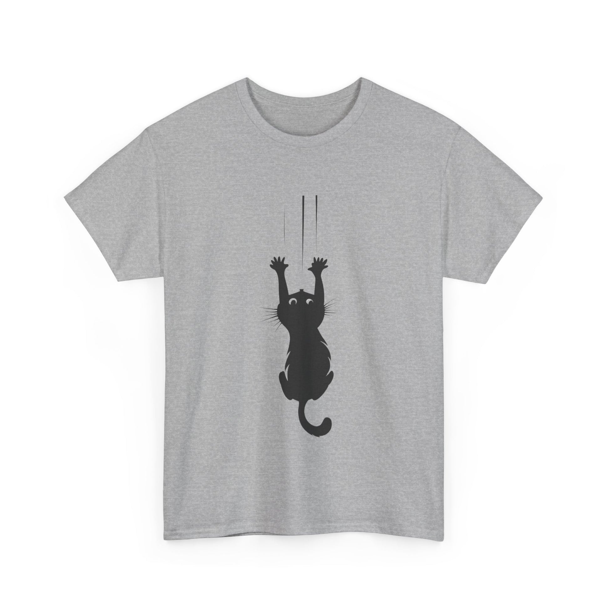 Playful Cat Claw Unisex Heavy Cotton Tee - Hanging Cat Panic - Tee Fusion Lab
