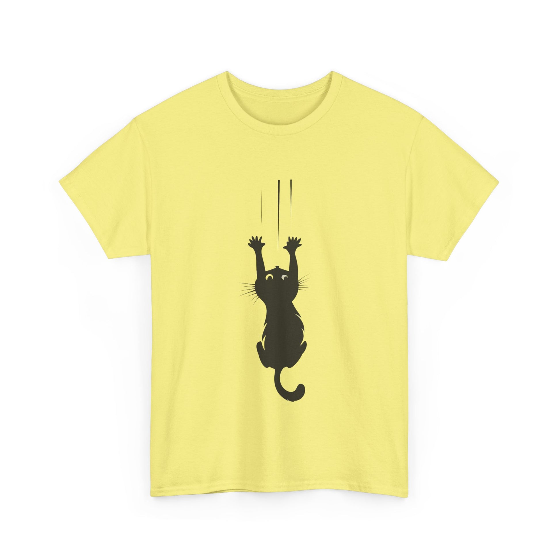 Playful Cat Claw Unisex Heavy Cotton Tee - Hanging Cat Panic - Tee Fusion Lab