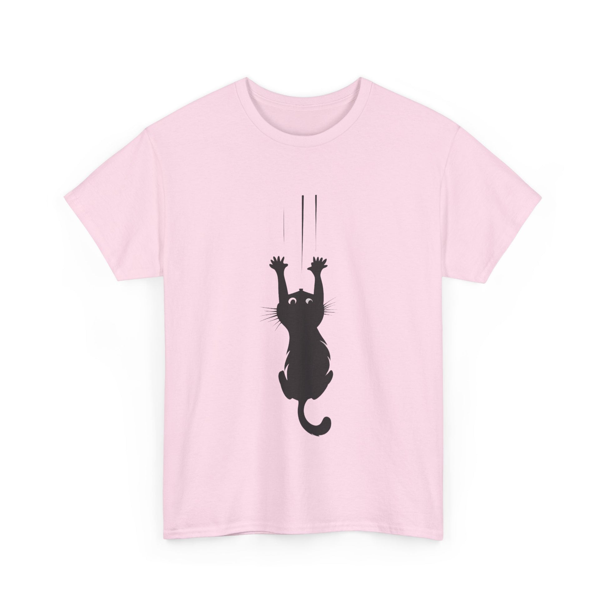 Playful Cat Claw Unisex Heavy Cotton Tee - Hanging Cat Panic - Tee Fusion Lab