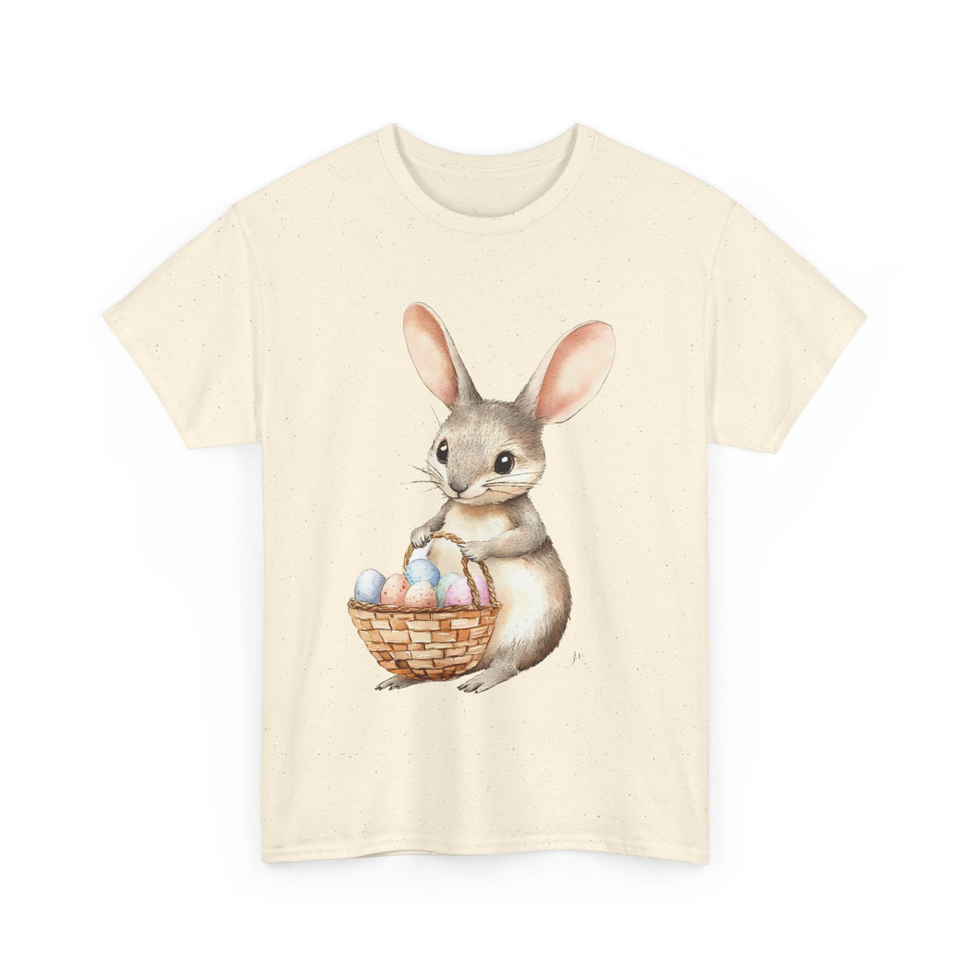 Watercolor Easter Bunny with Basket of Eggs Unisex Heavy Cotton Tee - Tee Fusion Lab